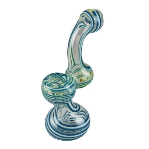 mini bubbler glass pipe with color swirls