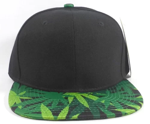 snapback marijuana leaf hat black