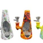 silicone wrapped glass cone shape water pipe