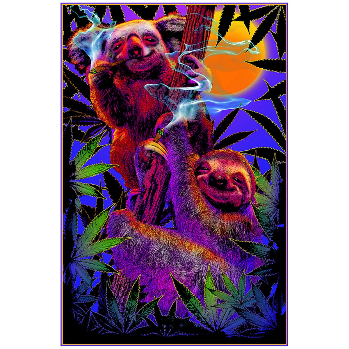 Sloth Koala Blacklight Poster