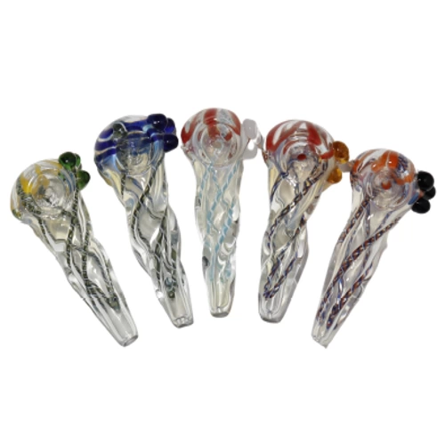 4 inch glass hand pipe with color swirls