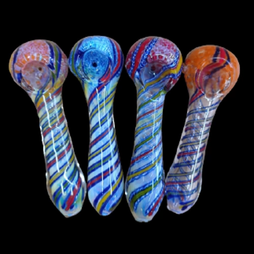 striped glass hand pipe