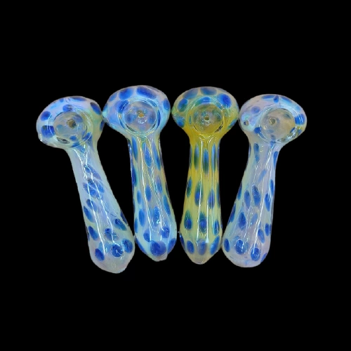 glass hand pipe with blue dots