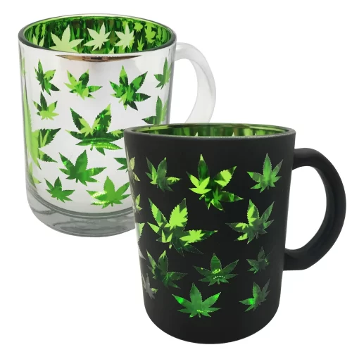 hemp leaf metallic coffee mug