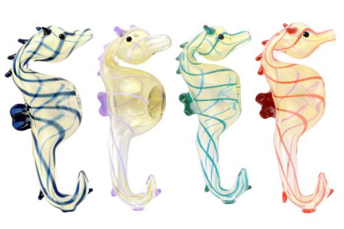 seahorse glass hand pipe 4.75 assorted colors a 11