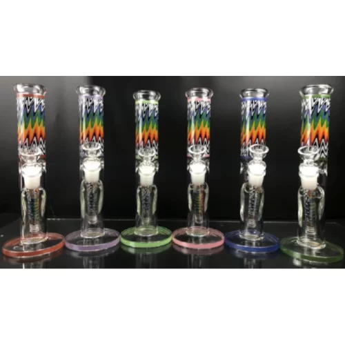 Glass Water Pipe with Rainbow Swirls