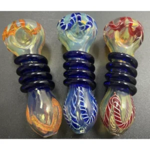 Glass Hand Pipe with Glass Spiral D078