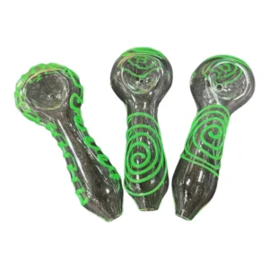clear glass hand pipe withgreen swirl 4 3 d125